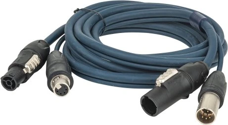 DAP Audio FP-16 Hybrid Cable - powerCON TRUE1 & 5-pin XLR IP, 15m blau
