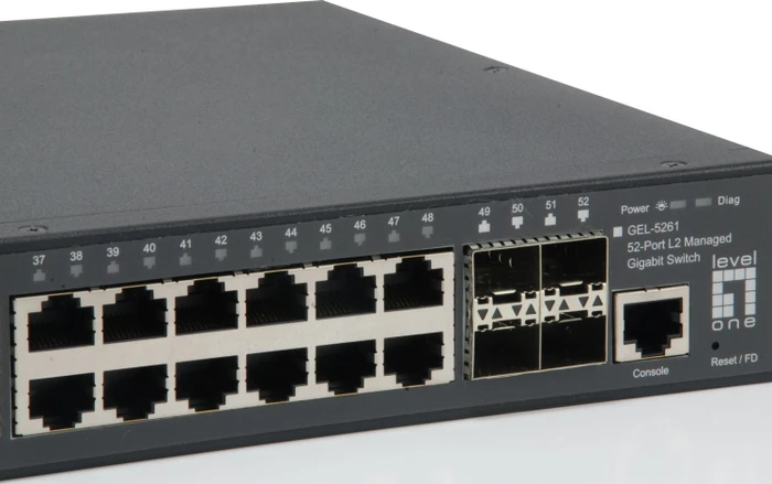 LevelOne GEL Kilby Rackmount Gigabit Managed Switch, 48x RJ-45, 4x SFP