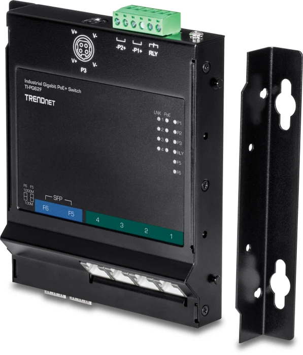 TRENDnet TI Hardened Industrial Wallmount Gigabit Switch, 4x RJ-45, 2x SFP, 120W PoE+