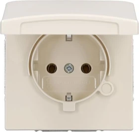 Busch-Jaeger Allwetter 44 SCHUKO Steckdosen-Einsatz mit Klappdeckel, weiß