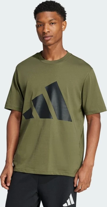 adidas Essentials Big Logo T-Shirt kurzarm olive strata/black (Herren)