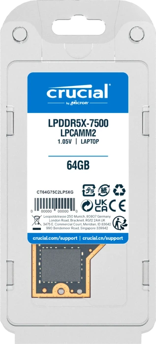 Crucial LPCAMM2 64GB, LPDDR5X-7500