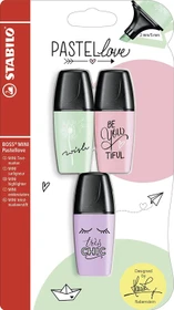 STABILO Boss Mini Pastellove minzgrün/rosiges rouge/lila, 3er-Set