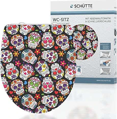Schütte Duroplast High Gloss WC-Sitz mit Absenkautomatik und Schnellverschluss crazy skull