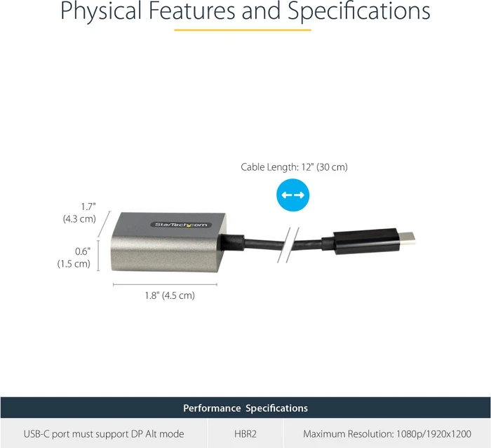 StarTech USB-C-VGA-Adapter, schwarz