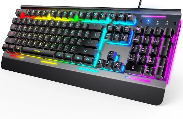 TeckNet RGB Gaming Keyboard, schwarz, LEDs RGB, USB, US