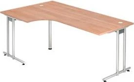 Hammerbacher Ergonomic N-Serie NS82/N Eckschreibtisch 200x120cm Nussbaum/silber