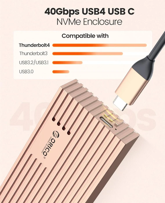 Orico 40Gbps USB4 NVMe Enclosure, Rose Gold, USB4