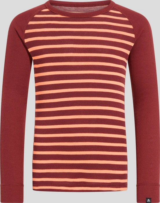 Odlo Active Warm Eco Stripes Funktionsshirt langarm spiced apple/live wire (Junior)