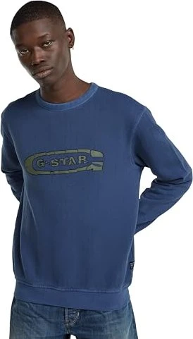 G-Star Destroyed G Logo Washed Sweatshirt imperial blue gd (Herren)