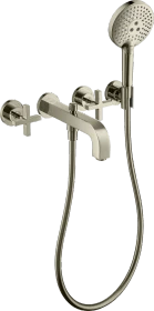 Hansgrohe Axor Citterio 3-Loch Wannenkombination mit Kreuzgriffen und Rosetten polished nickel