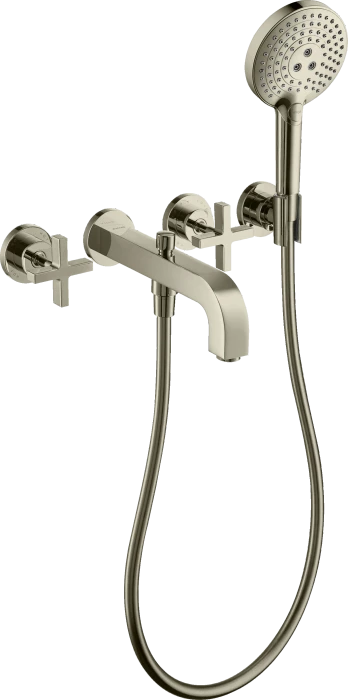Hansgrohe Axor Citterio 3-Loch Wannenkombination mit Kreuzgriffen und Rosetten polished nickel