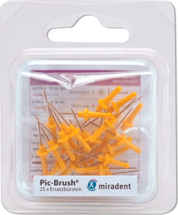 Miradent Pic-Brush Ersatz Interdentalbürste x-fine gelb, 25 Stück