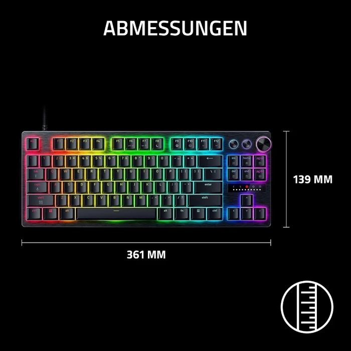 Razer Huntsman V3 Pro Low-profile Tenkeyless 8KHz, schwarz, LEDs RGB, Razer Low-Profile Analog Optical Switch, USB, DE