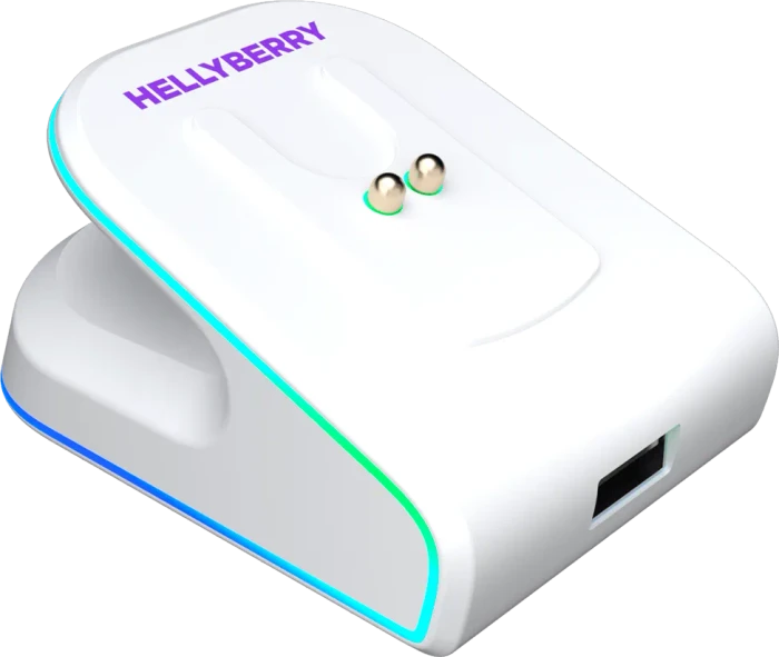 Hellyberry HM47 Pro Wireless Gaming Mouse mit Ladestation, weiß/violett, USB/Bluetooth