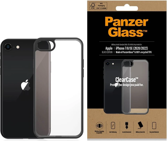PanzerGlass Clear Case Black Edition für Apple iPhone 7/8/SE (2020) schwarz/transparent