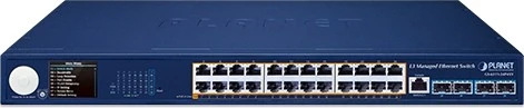 Planet GS-6311 Rackmount Gigabit Managed Switch, 24x RJ-45, 4x SFP+, 370W PoE+