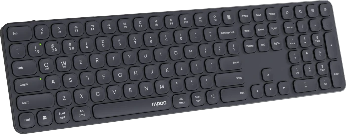 Rapoo E9810M Multi-mode Wireless Ultra-slim Keyboard, schwarz/grau, USB/Bluetooth, DE