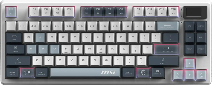 MSI FORGE GK600 TKL Wireless Sky, LEDs RGB, hot-swap, KKT Purple Star, USB/Bluetooth, FR