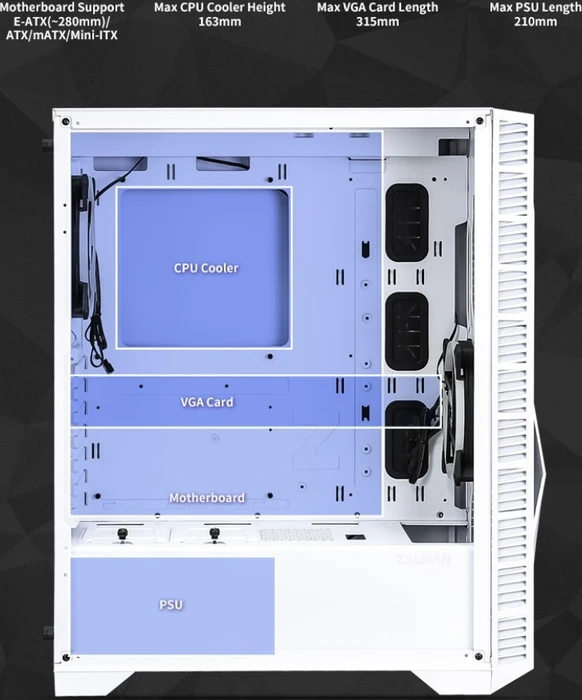 Zalman Z3 Iceberg_White, weiß, Glasfenster