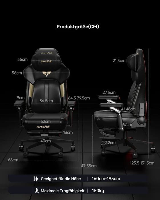 AutoFull M6 Ultra 2.0 Gamingstuhl mit Massagefunktion, schwarz