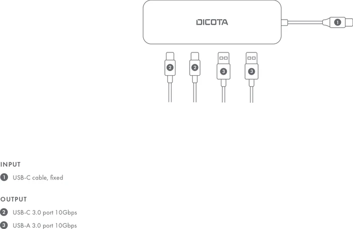 Dicota USB-C Hub 4-in-1, USB-C 3.1 [Stecker]