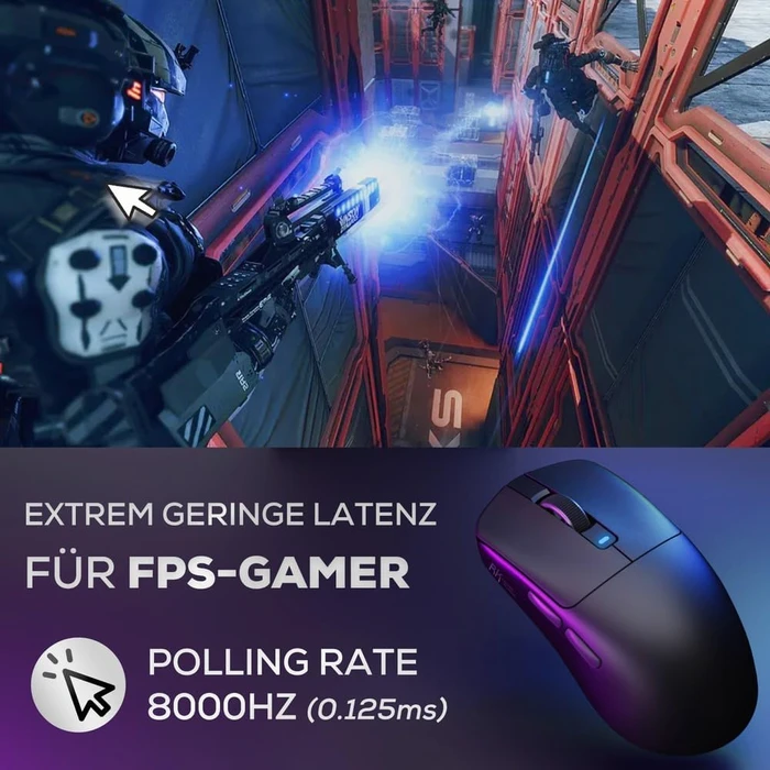 RK Royal Kludge M3 8K Wireless Gaming Mouse, Dark Knight schwarz, USB/Bluetooth