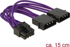 DeLOCK 8-Pin EPS auf 2x 4-Pin Molex Adapter, 15cm, violett (83703)