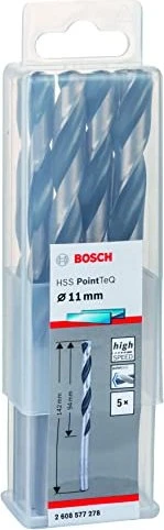 Bosch Professional HSS PointTeQ Spiralbohrer, 11x94x142mm, 5 Stück