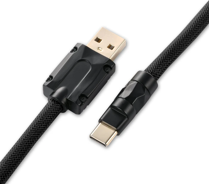 Sharkoon Skiller SGK50 Aviator Cable Set, USB-C [Stecker] auf USB-A [Stecker], Tastaturkabel (Spiral-Textilkabel), 1.85m, schwarz