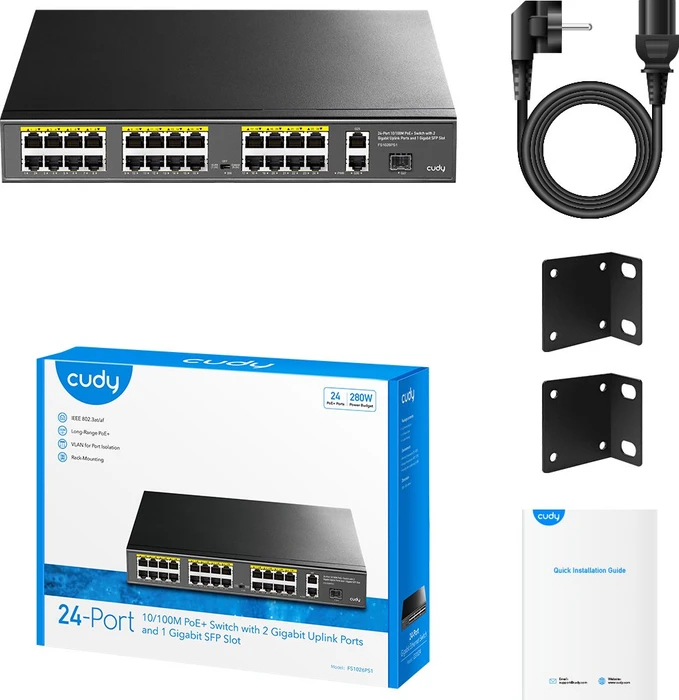 Cudy FS10 Rackmount Switch, 26x RJ-45, 1x SFP, 300W PoE+