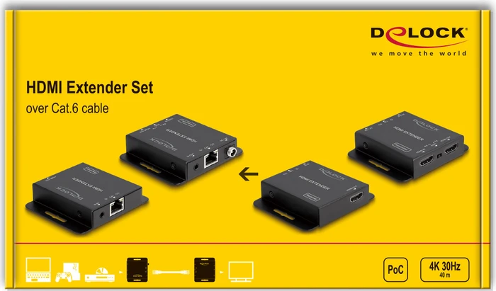 DeLOCK HDMI Extender Set Extender 4K, 30Hz, Cat5e/6, 40m