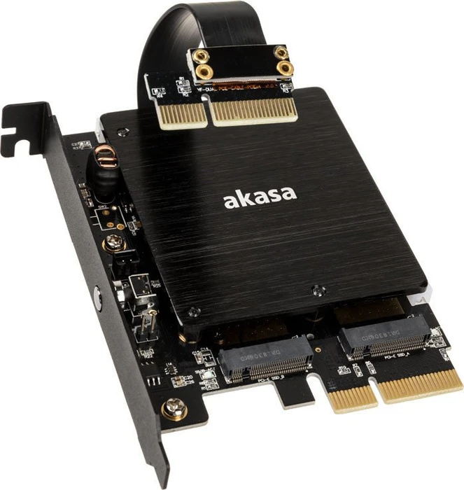 Akasa Dual M.2 PCIe SSD adapter with RGB LED light and heatsink
