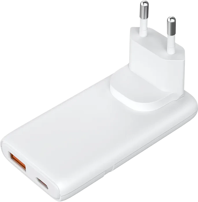 LogiLink Dual-USB GaN-Reiseladegerät 1x USB-C 1x USB-A 65W weiß