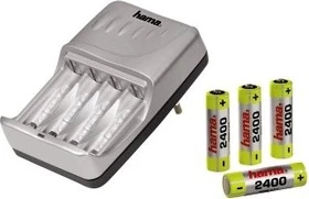 Hama Delta Slim Set Stecker-Reiseladegerät inkl. 4x Mignon AA NiMH Akkus 2500mAh