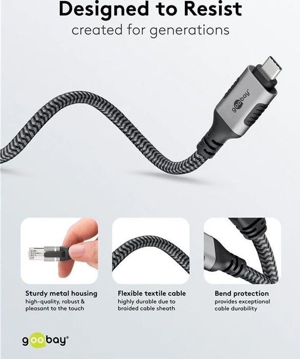 goobay CAT6 U/FTP 2m Ethernet-Kabel LAN-Adapter, RJ-45, USB-C 3.0 [Stecker]