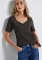 Street One Herzausschnitt T-Shirt kurzarm darkest brown (Damen) Vorschaubild