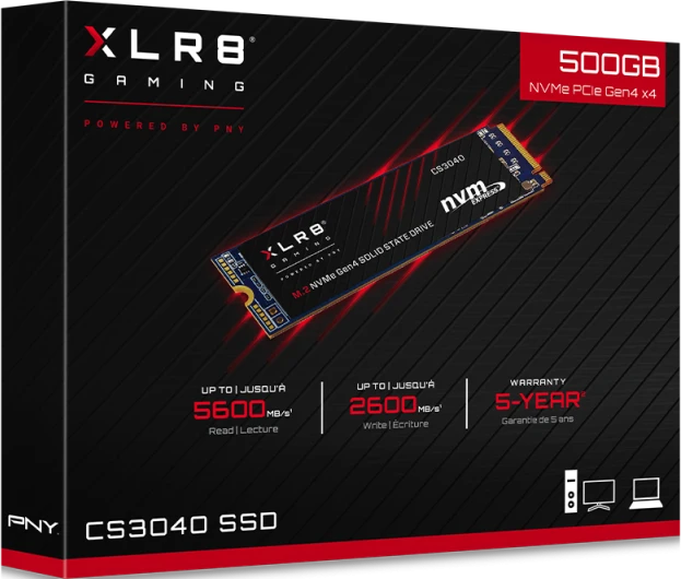 PNY XLR8 CS3040 500GB, M.2 2280 / M-Key / PCIe 4.0 x4