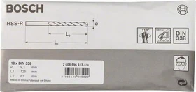Bosch Professional HSS-R Spiralbohrer, 9.1x81x125mm, 10 Stück