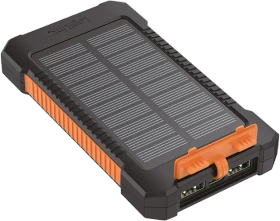 LogiLink Solar Powerbank 6000mAh Taschenlampe 2x USB-A schwarz/orange