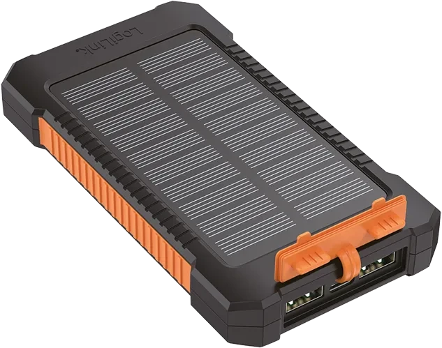 LogiLink Solar Powerbank 6000mAh Taschenlampe 2x USB-A schwarz/orange