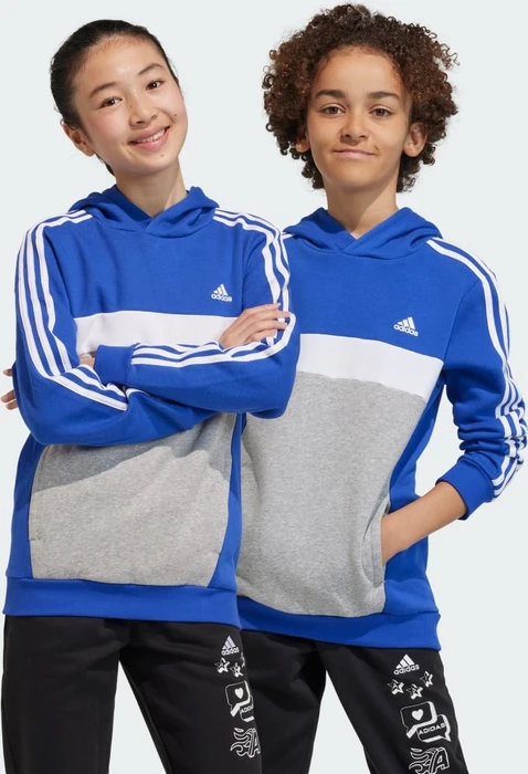 adidas Tiberio 3-Streifen Colorblock Hoodie semi lucid blue/white/medium grey heather (Junior)