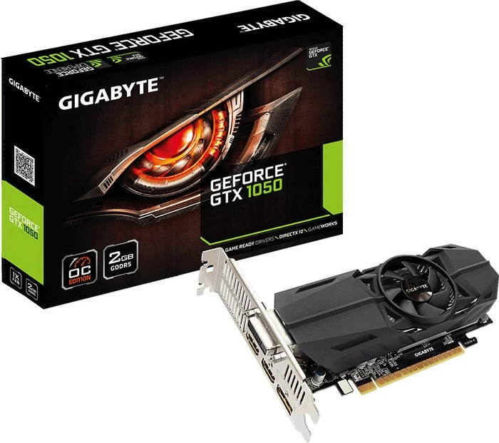 GIGABYTE GeForce GTX 1050 OC Low Profile 2G, 2GB GDDR5, DVI, 2x HDMI, DP
