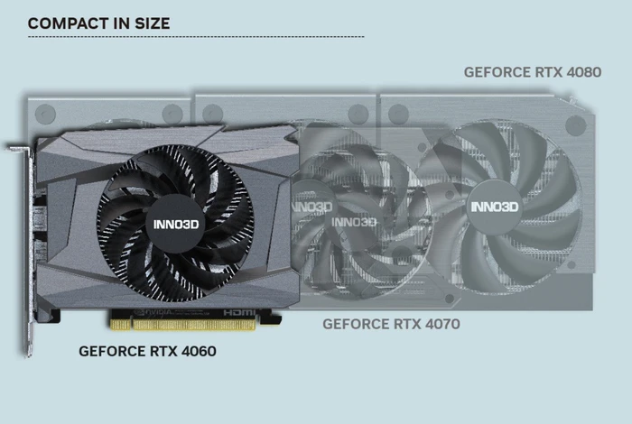 INNO3D GeForce RTX 4060 Compact, 8GB GDDR6, HDMI, 3x DP