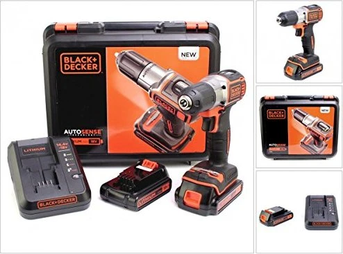 Black&Decker ASD18KB Autoselect Akku-Bohrschrauber inkl. Koffer + 2 Akkus 1.5Ah