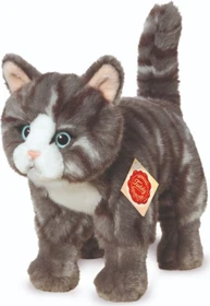Teddy Hermann Katze stehend 20cm grau getigert