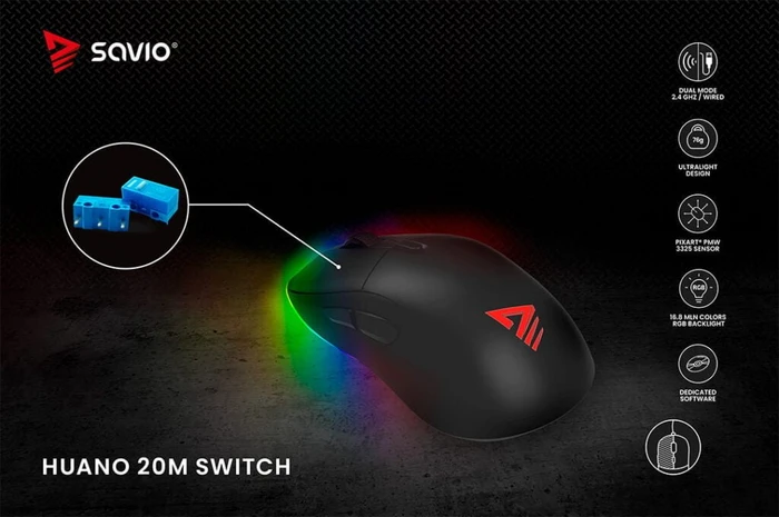 Savio Rift Black Gaming Mouse schwarz, USB