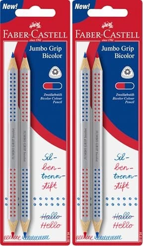 Faber-Castell Jumbo Grip bicolor Buntstift blau/rot, 2er-Set