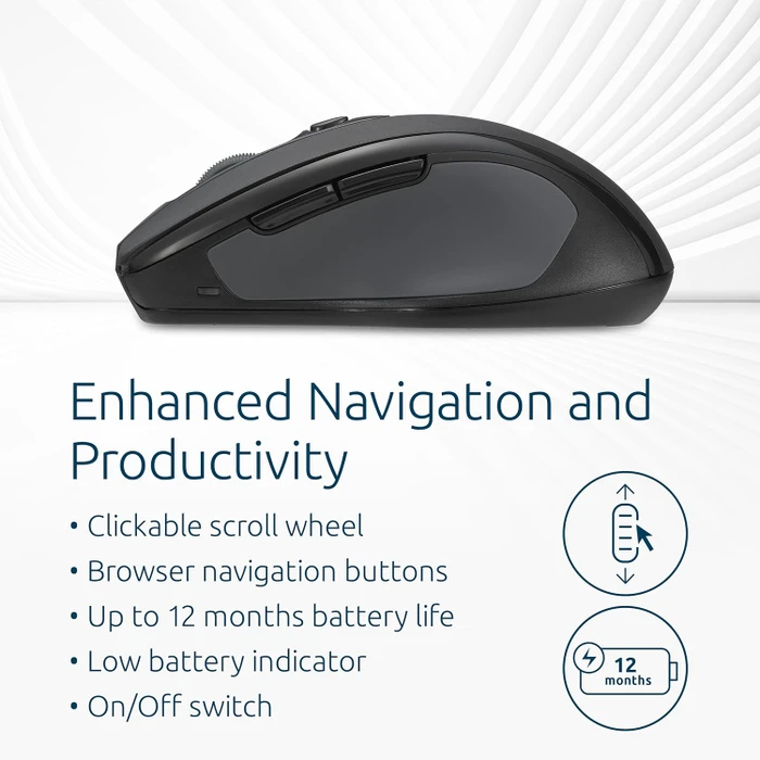 Kensington Pro Fit MY310 EQ Wireless Mouse, Mid-Size, schwarz, USB