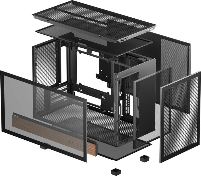 DeepCool CH260 Wood, schwarz, Glasfenster